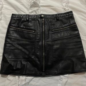 black leather skirt